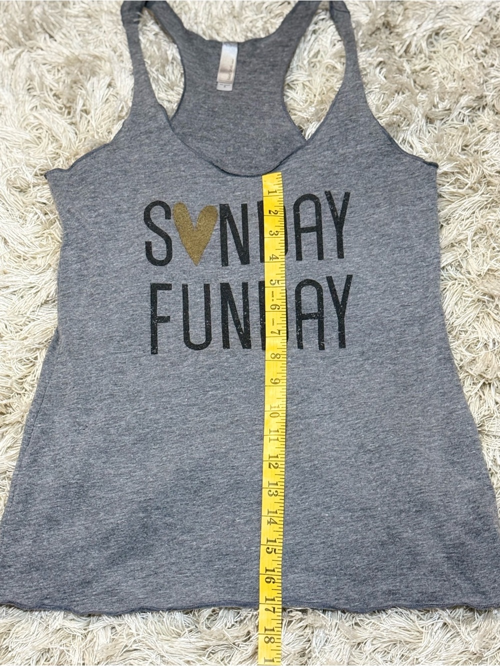 Sunday Funday Graphic Tank Top Gray Racerback Next Level Apparel Small - Picture 8 of 11